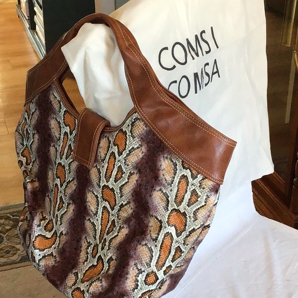 NWOT COMSI COMSA XL Reptile Snake Skin Shoulder Bag - Picture 3 of 15